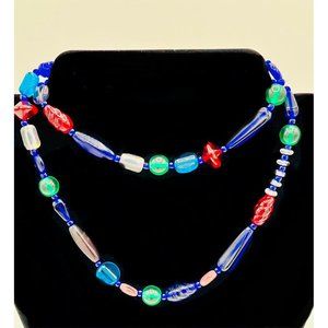 Killers Designs Long Beaded Glass Necklace | Multicolor | Swan Clasp NEW